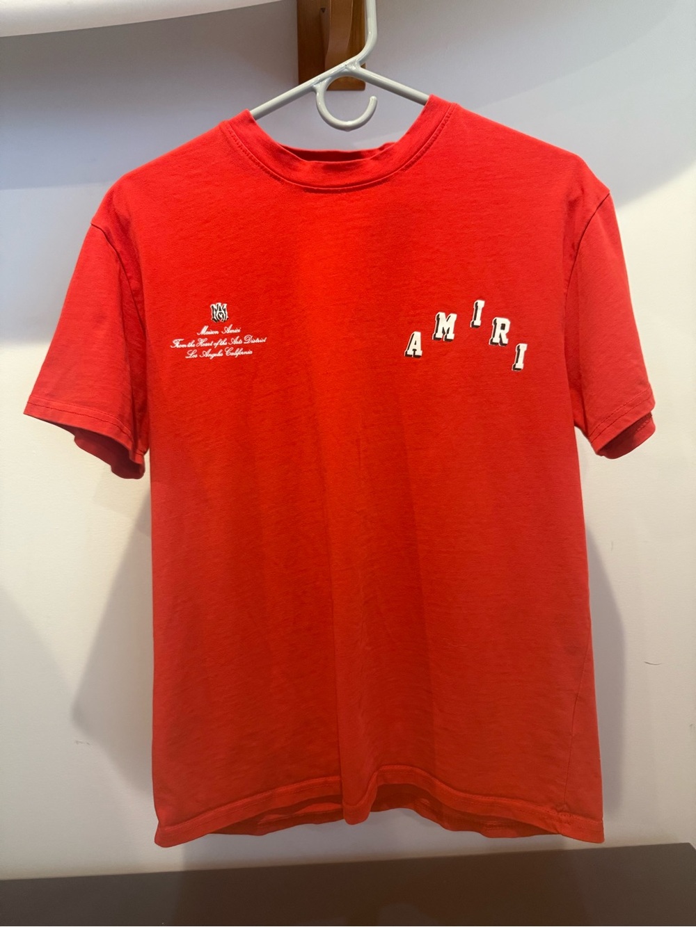 AMIRI Red Short Sleeve Logo T-shirt 100% Cotton Size M